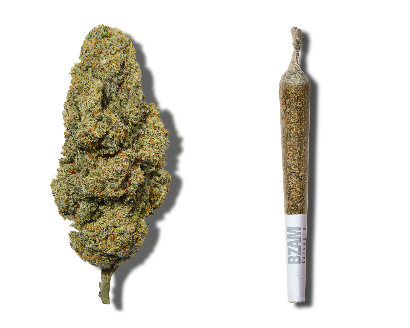 BZAM cannabis bud and cannabis joint