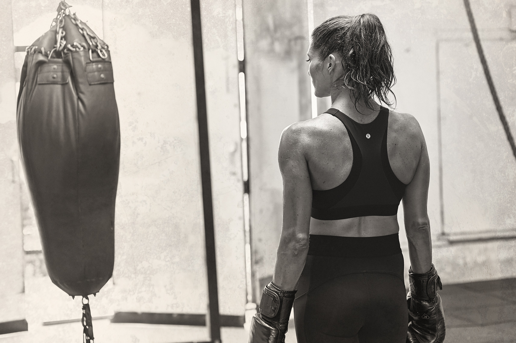 lululemon advertising campaign with female mma athlete wearing sportswear by Vancouver advertising photographer Waldy Martens